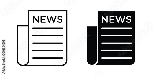 News icon clipart and line art versions on white background
