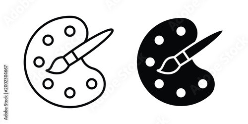 Paint icon clipart and line art versions on white background