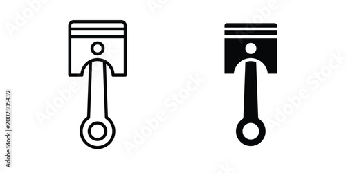 Piston icon clipart and line art versions on white background