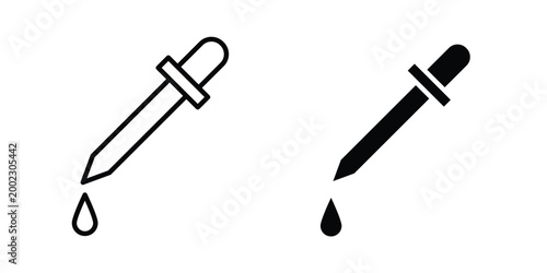 Pipette icon clipart and line art versions on white background
