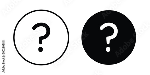 Question icon clipart and line art versions on white background