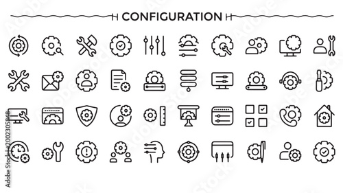 Configuration and Settings Icons for Software Development and IT Technical Infrastructure