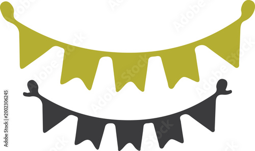 Festive bunting garland silhouette a celebration of joyful decorations and party vibes