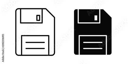 save button icon clipart and line art versions on white background