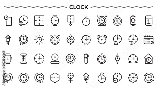 Clock Icons Set for Time Management, Scheduling, and Productivity Deadline Concepts