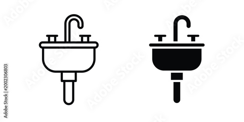 Sink icon clipart and line art versions on white background
