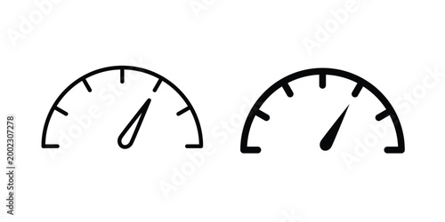 Speedometer icon clipart and line art versions on white background