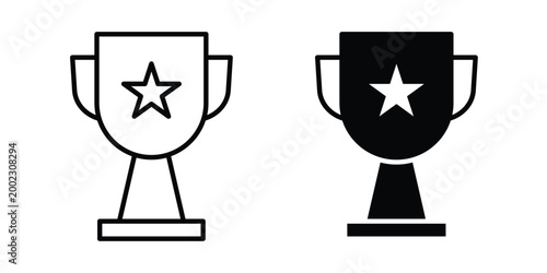 Trophy icon clipart and line art versions on white background