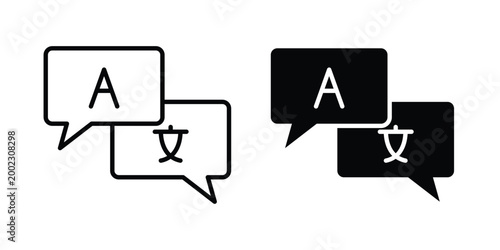 Translate icon clipart and line art versions on white background