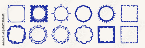 Φωτογραφία Hand drawn decorative frame set in various shapes with round, square and abstract borders