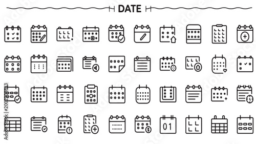 Calendar Line Icons: Date Scheduling, Planning and Organization Set