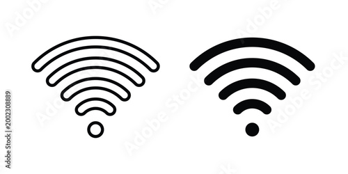 Wifi Signal icon clipart and line art versions on white background