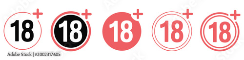 Age Restriction Badges: Illustrative age restriction sign for the content limitations and age verification. content limitation, age limitation, age verify, access control, restricted access.