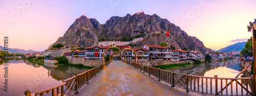 Tableau sur toile Twilight view of Amasya, Turkey