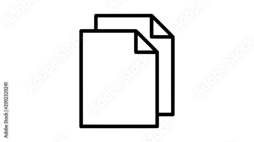 Minimalist Document and Copy File Line Icon for Interface Design