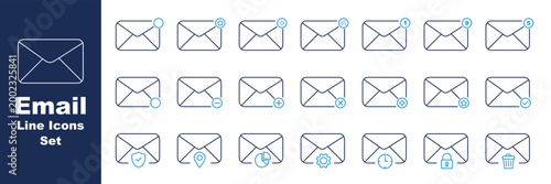 Email icons on white background. EPS 10. Editable linear style stroke. Vector icon. Email icon vector graphic clipart and line art style set. Email icon. Simple outline style for web and app. Vector