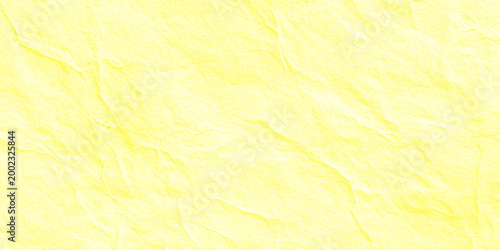 Pale yellow crumpled paper texture background with soft shadows and organic crinkled parchment surface for minimal design
