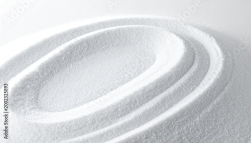 Zen-like Serenity: An artistic rendering of concentric arcs sculpted into a pristine, white surface, evoking a sense of calm and contemplation. 