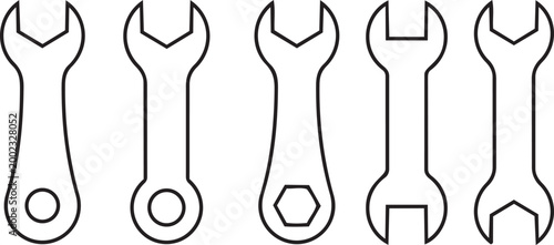 Simple Wrench Tools: An array of simple wrench tools, showcasing their functional designs and essential nature for various mechanical tasks. 