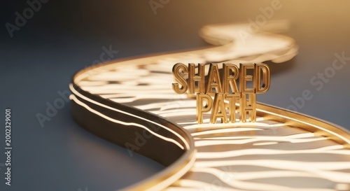 Golden 'Shared Path' Text on Curved Road