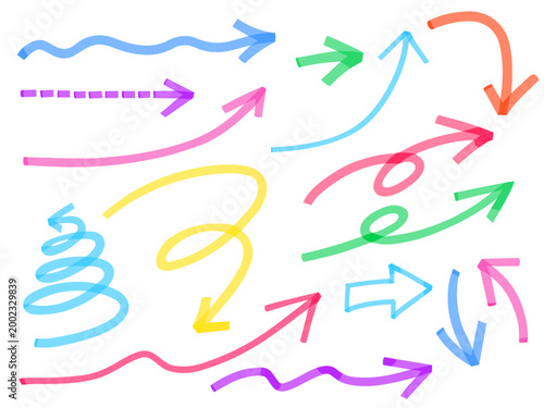 Editable Illustrator highlighter and marker arrow line vector set