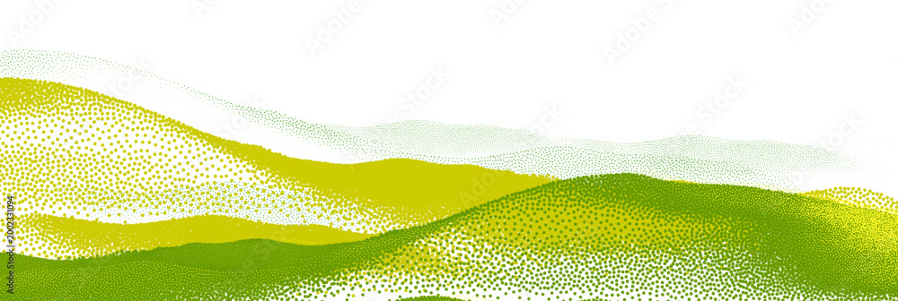 Fototapeta premium Abstract aerial farmland landscape background with green agricultural fields and rural patchwork pattern.