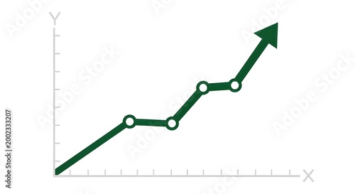 3d green upward trending arrow chart on white background with growth and success concept