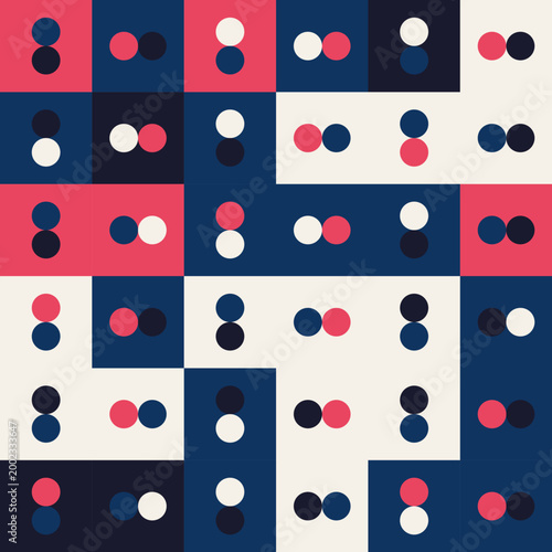 Abstract Cellular Grid Pattern with Purple and Dark Geometric Shapes - A Geometric Pattern with Tricolor Purple Palette