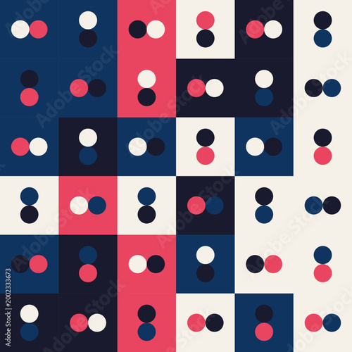 Abstract Cellular Grid Pattern with Purple and Dark Geometric Shapes - A Geometric Pattern with Tricolor Purple Palette