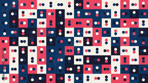 Abstract Cellular Grid Pattern with Purple and Dark Geometric Shapes - A Geometric Pattern with Tricolor Purple Palette