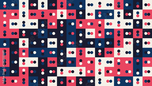 Abstract Cellular Grid Pattern with Purple and Dark Geometric Shapes - A Geometric Pattern with Tricolor Purple Palette