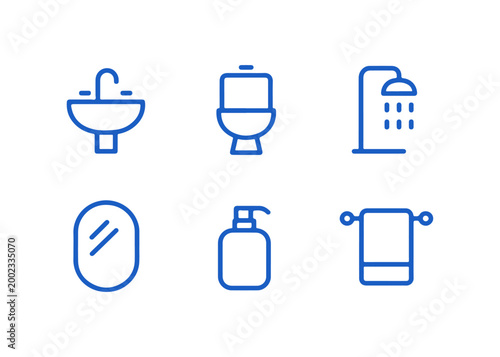 Bathroom set line icon
Vector set of isolated icons on white background