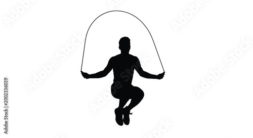 Silhouette of a person jumping rope in a dynamic exercise routine illustration