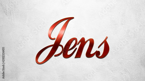 Foto Red 3D text effect of name Jens on silver background.