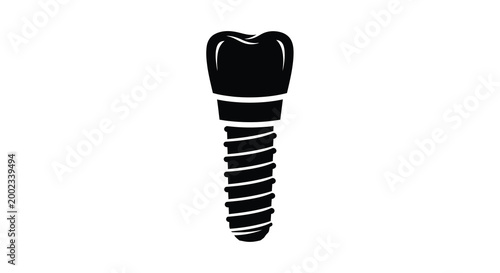 Dental implant silhouette on a white background silhouette