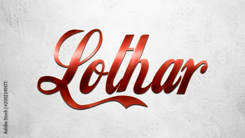 Bild auf Leinwand Red 3D text effect of name Lothar on silver background.