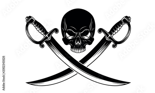 Pirate skull and crossed swords emblem a symbol of adventure and danger