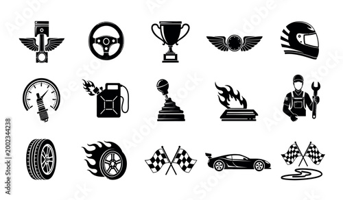 Racing and automotive icons a collection of speed and competition symbols