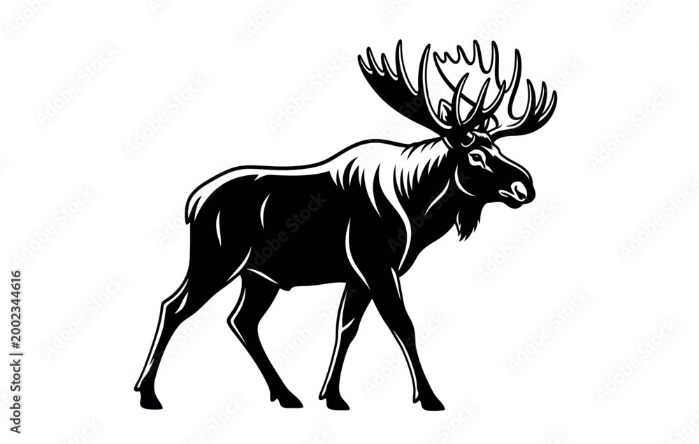 Obraz premium Majestic moose portrait a vintage style woodcut illustration of a north american elk