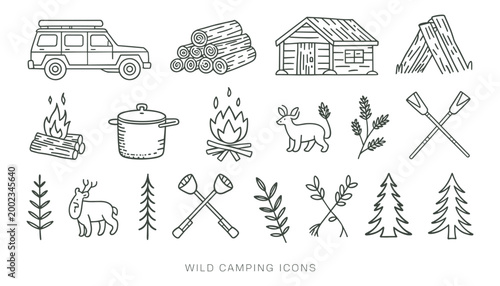Camping vector graphics outdoor adventure icons illustrations for nature enthusiasts