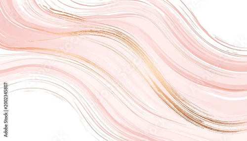 Abstract soft pink and gold painted background with wavy brush strokes and subtle highlights