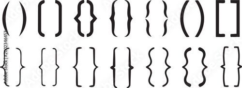 Set of various brackets and parentheses symbols