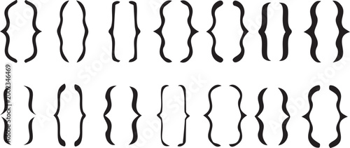 Set of decorative curly brackets, ornate braces for text, vintage calligraphic elements, vector design elements