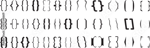 Set of various bracket styles, including curly braces, square brackets, and parentheses