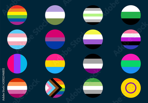 Free Download Set of pride icons LGBTQ Pride Flag Icon Set Collection with Rainbow Transgender Pansexual Bisexual Nonbinary Asexual Queer circles - GFXLoad