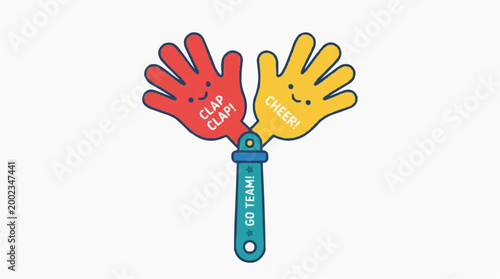 A vibrant cheer clapper, with hand-shaped paddles and encouraging words. This playful accessory is perfect for generating enthusiasm and support. 