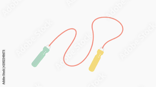 An illustration of a skipping rope with pastel handle colors for kids' sports and recreational activities.