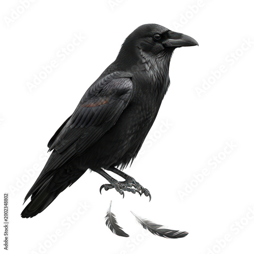 A dark bird with sharp claws and loose feathers