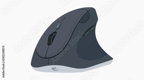 A modern ergonomic computer mouse, designed for comfortable and efficient use, is isolated in a studio environment.