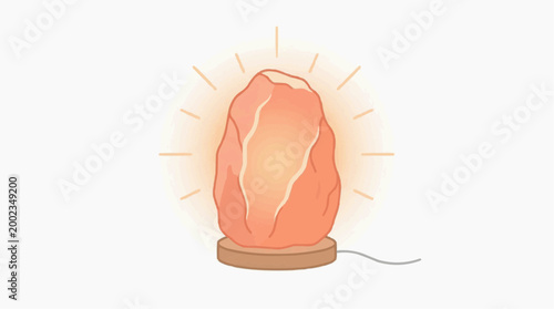 A radiant Himalayan salt lamp, emanating a soft, warm glow, offers a serene ambiance, enhancing the decor with its natural, therapeutic charm.
